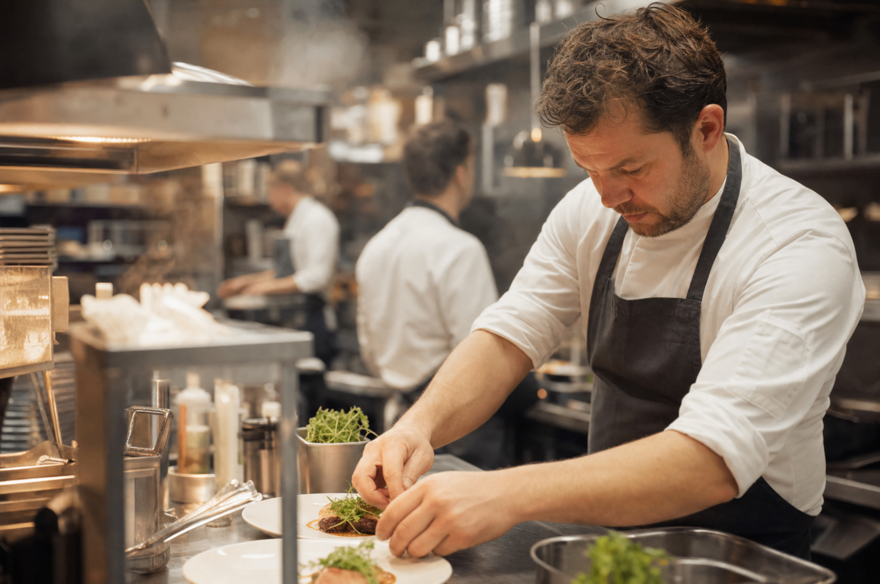 Chef-kok aan het werk in een professionele keuken